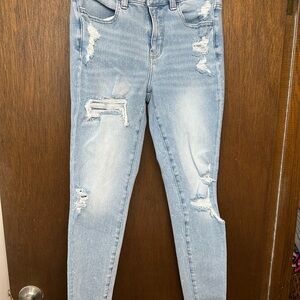 American Eagle Outfitters Light Blue Distressed Skinny Jeans